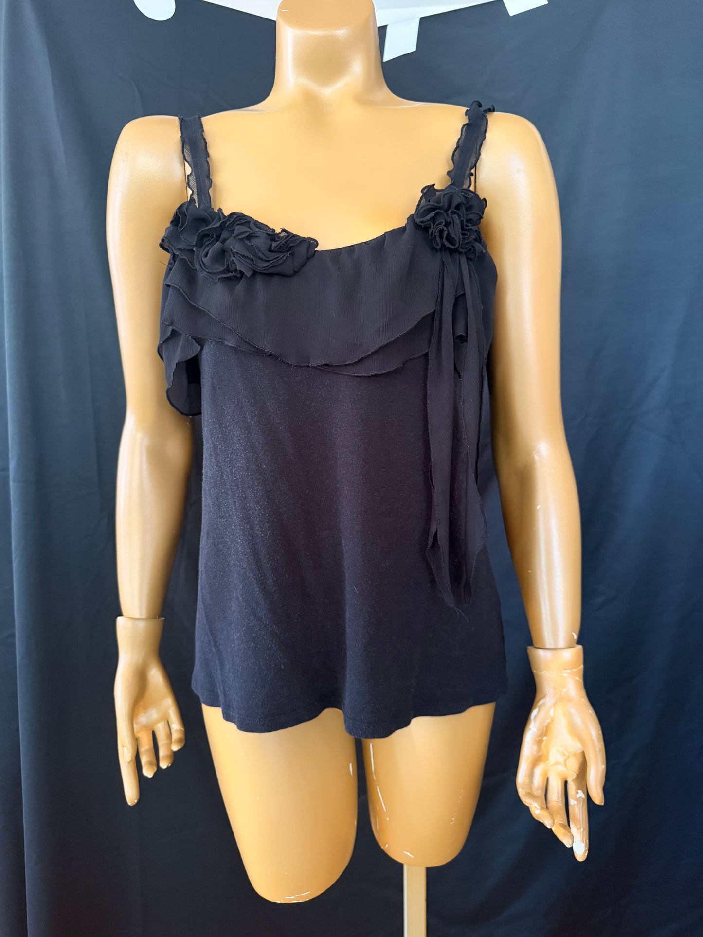 Black Ruffle Romantic Tank Top