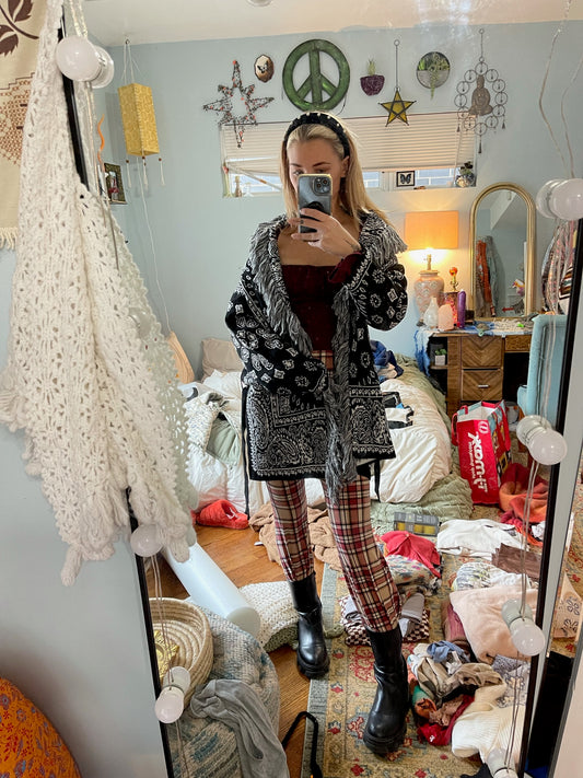 Black Paisley Cardigan