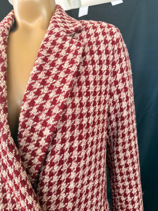 Red Herringbone Oversized Blazer