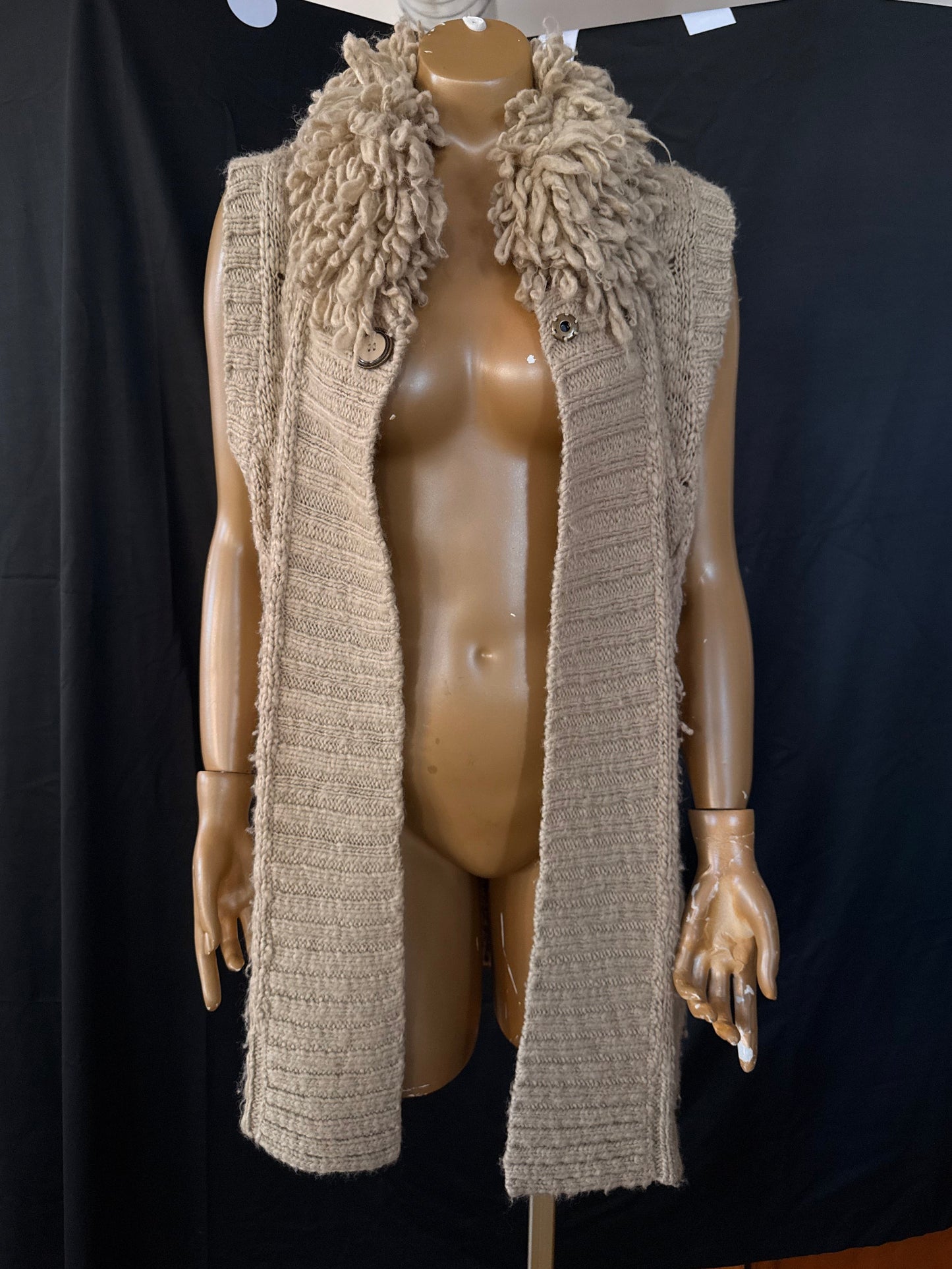 Tan Fringe Collar Vest