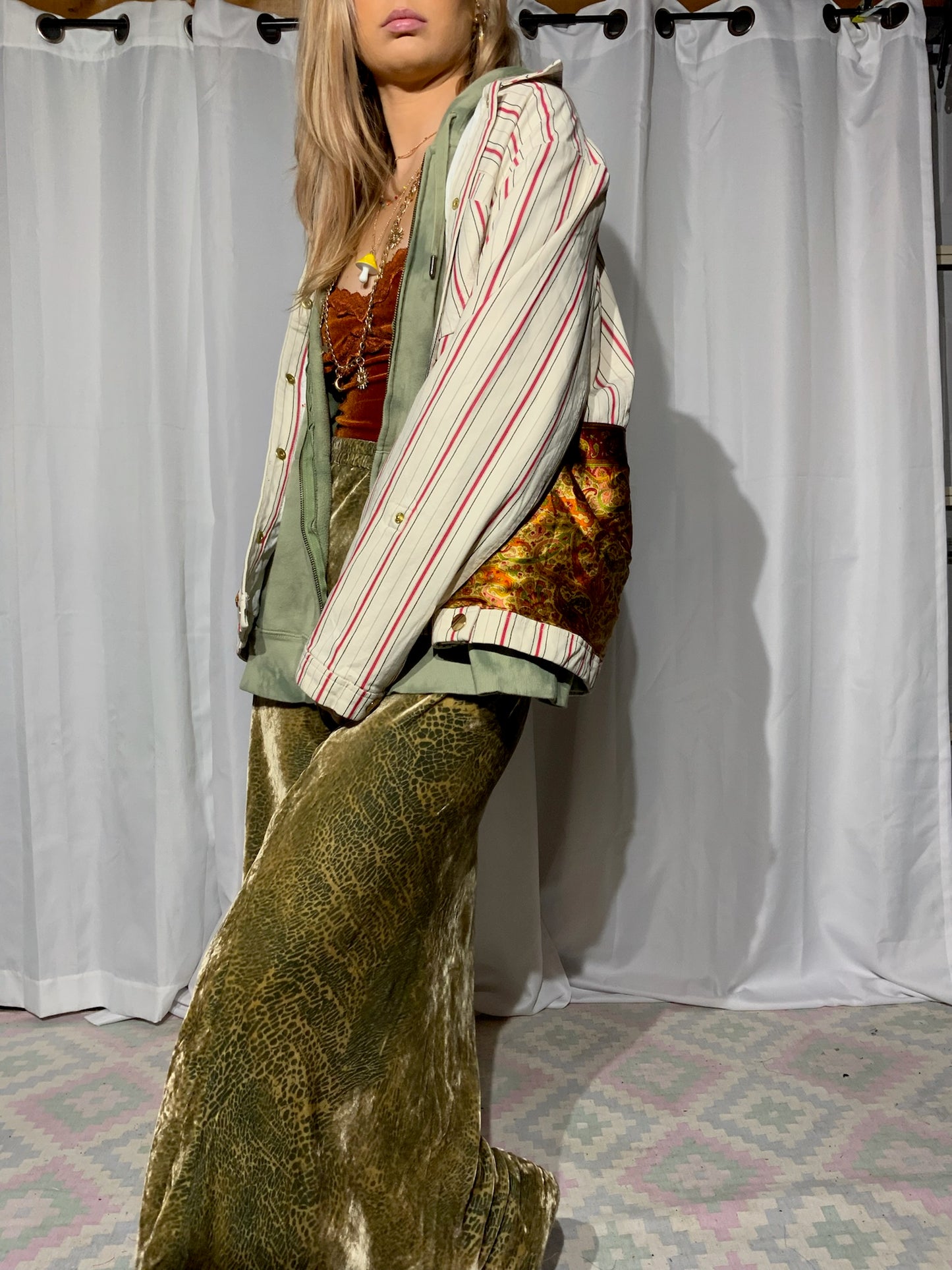 Green Velvet Maxi Skirt