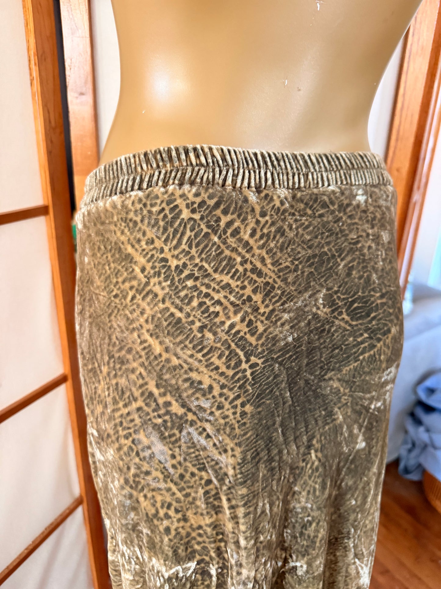 Green Velvet Maxi Skirt