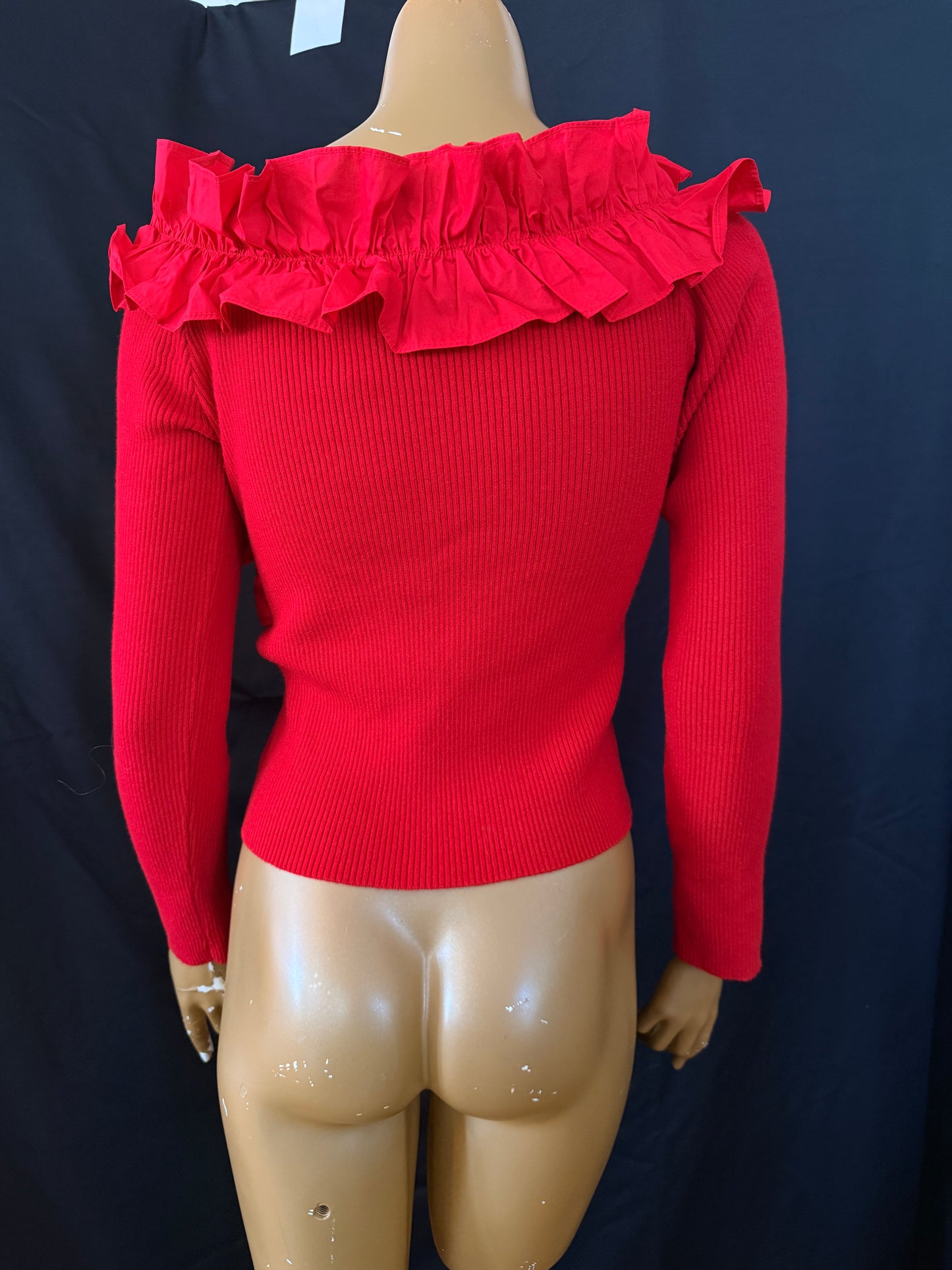 Ruffle Red Knit Top