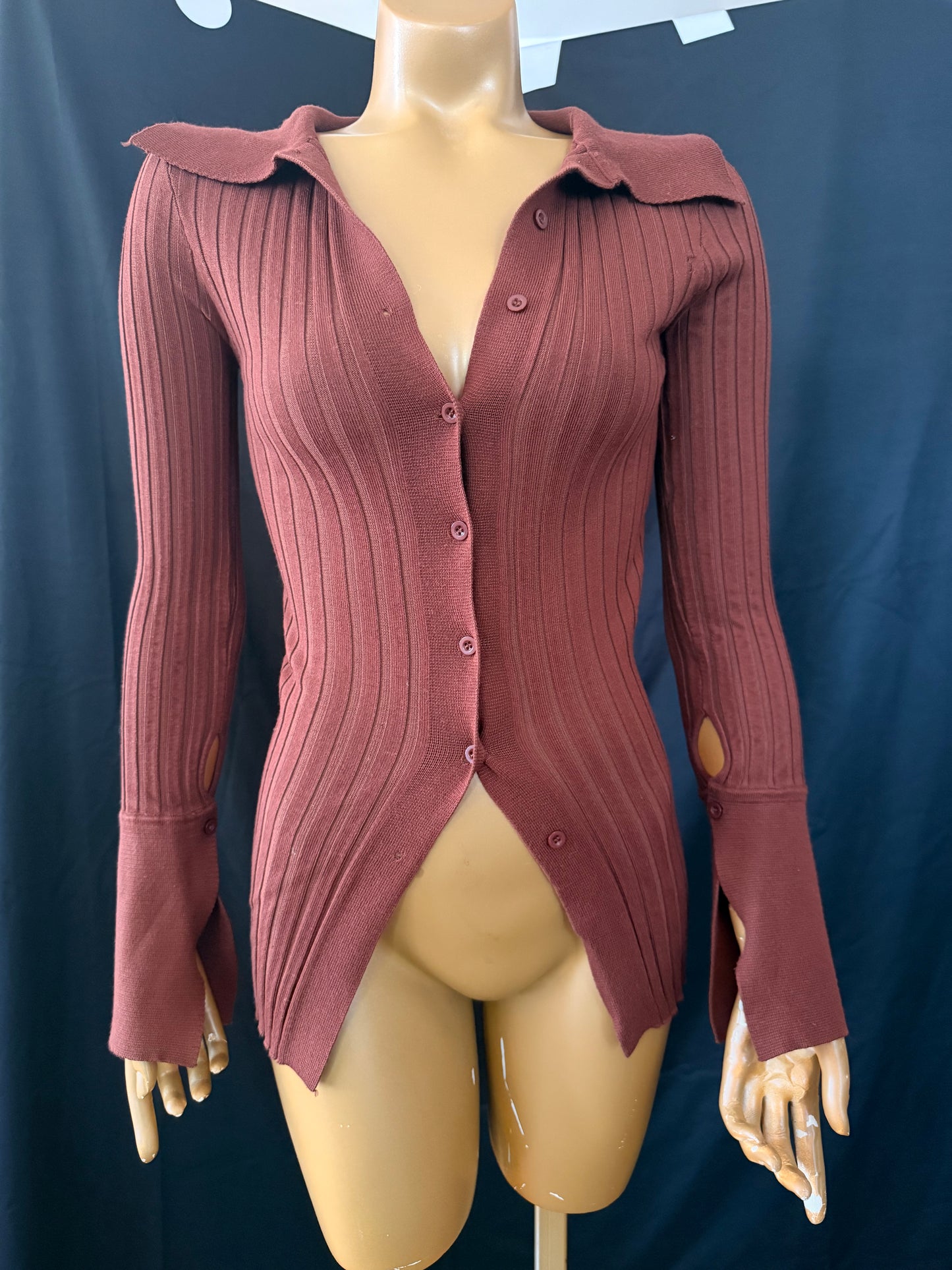 Brown Ribbed Long Sleeve