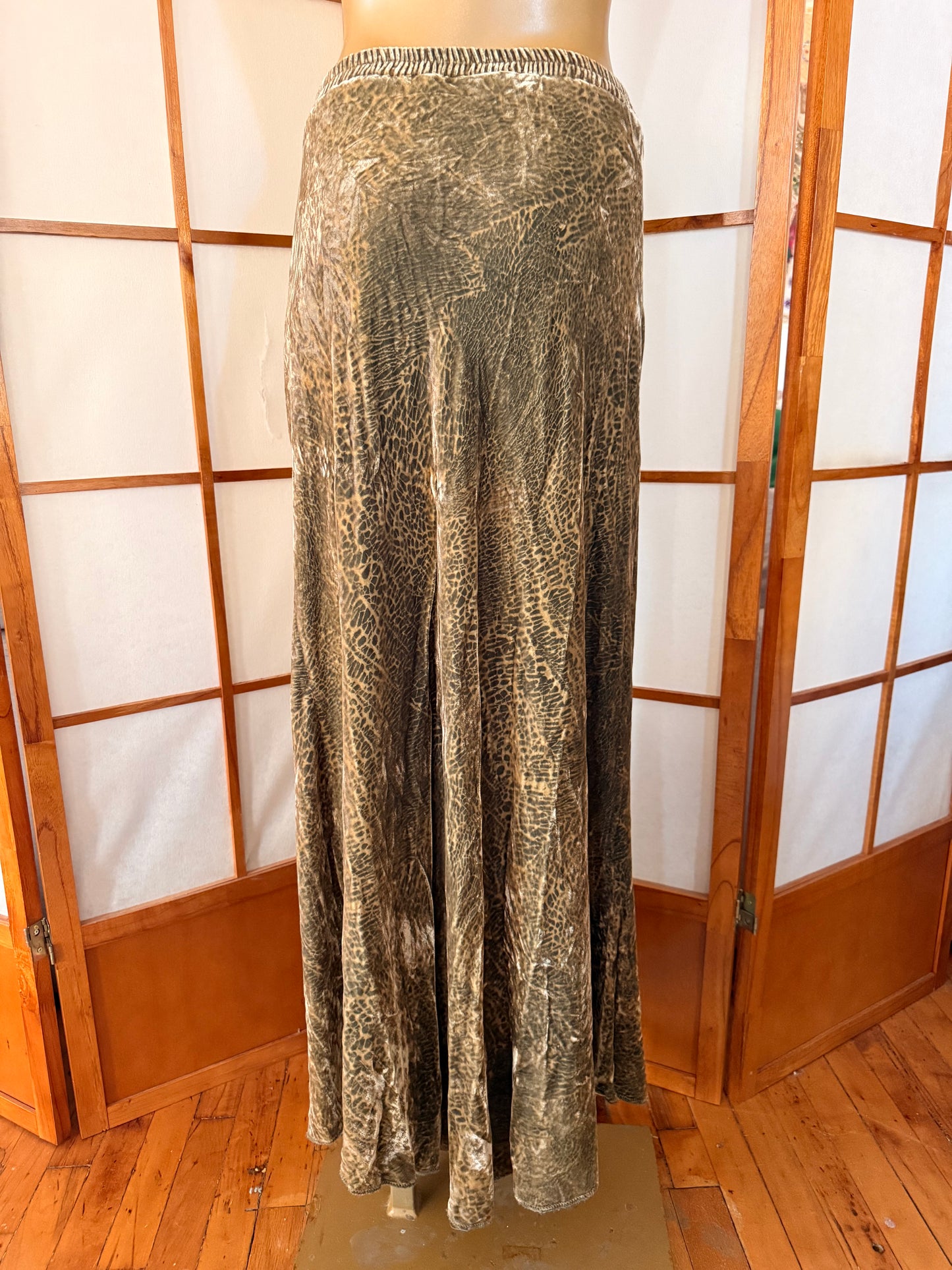 Green Velvet Maxi Skirt