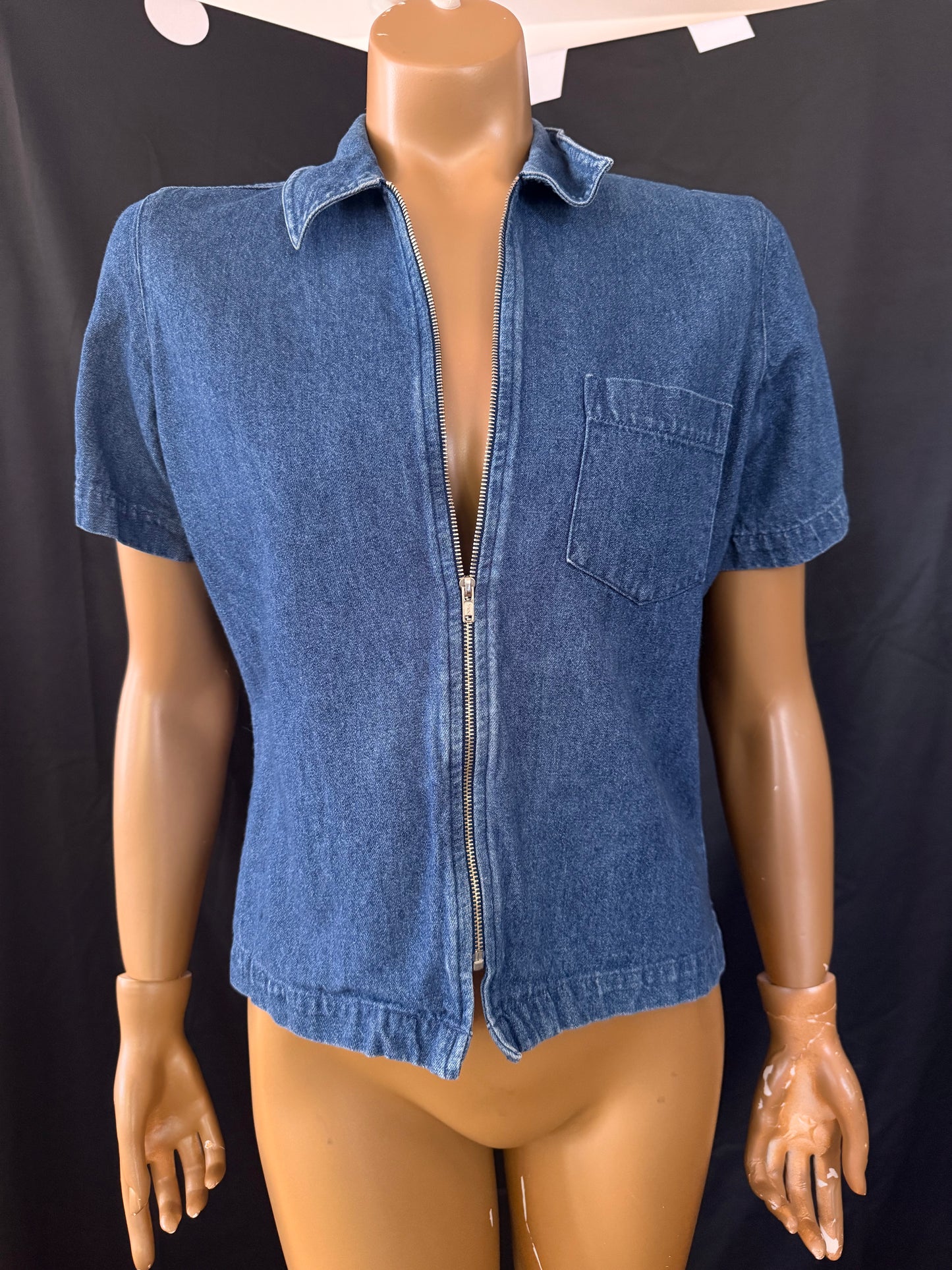 Denim Zip Up Top