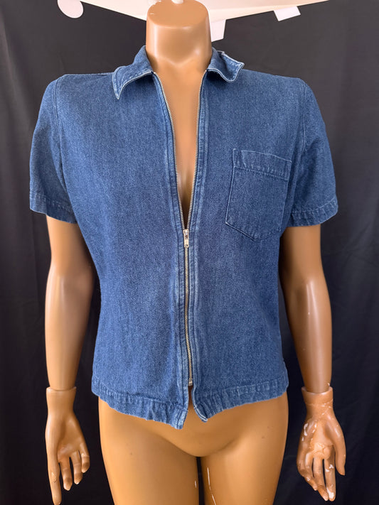 Denim Zip Up Top