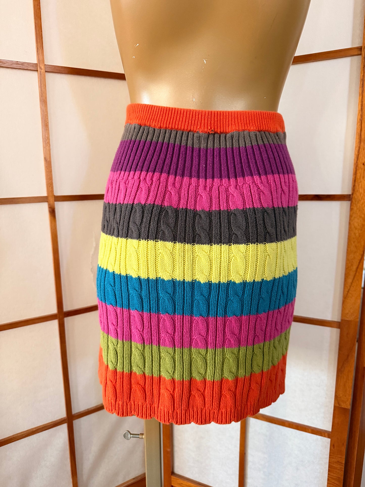 Colorful Striped Knit Skirt