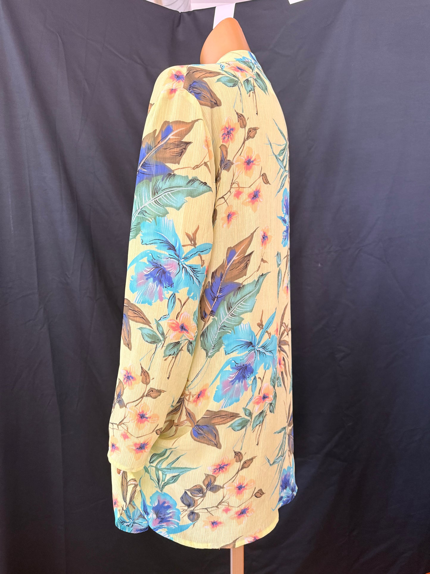 Green Floral Sheer Button Down