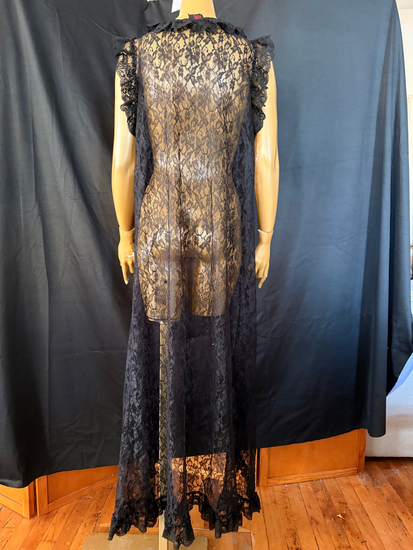 Black Lace Ruffle Vest