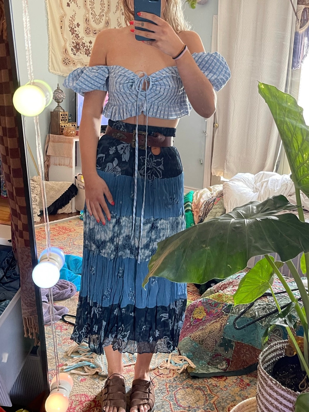 Blue Flowy Skirt
