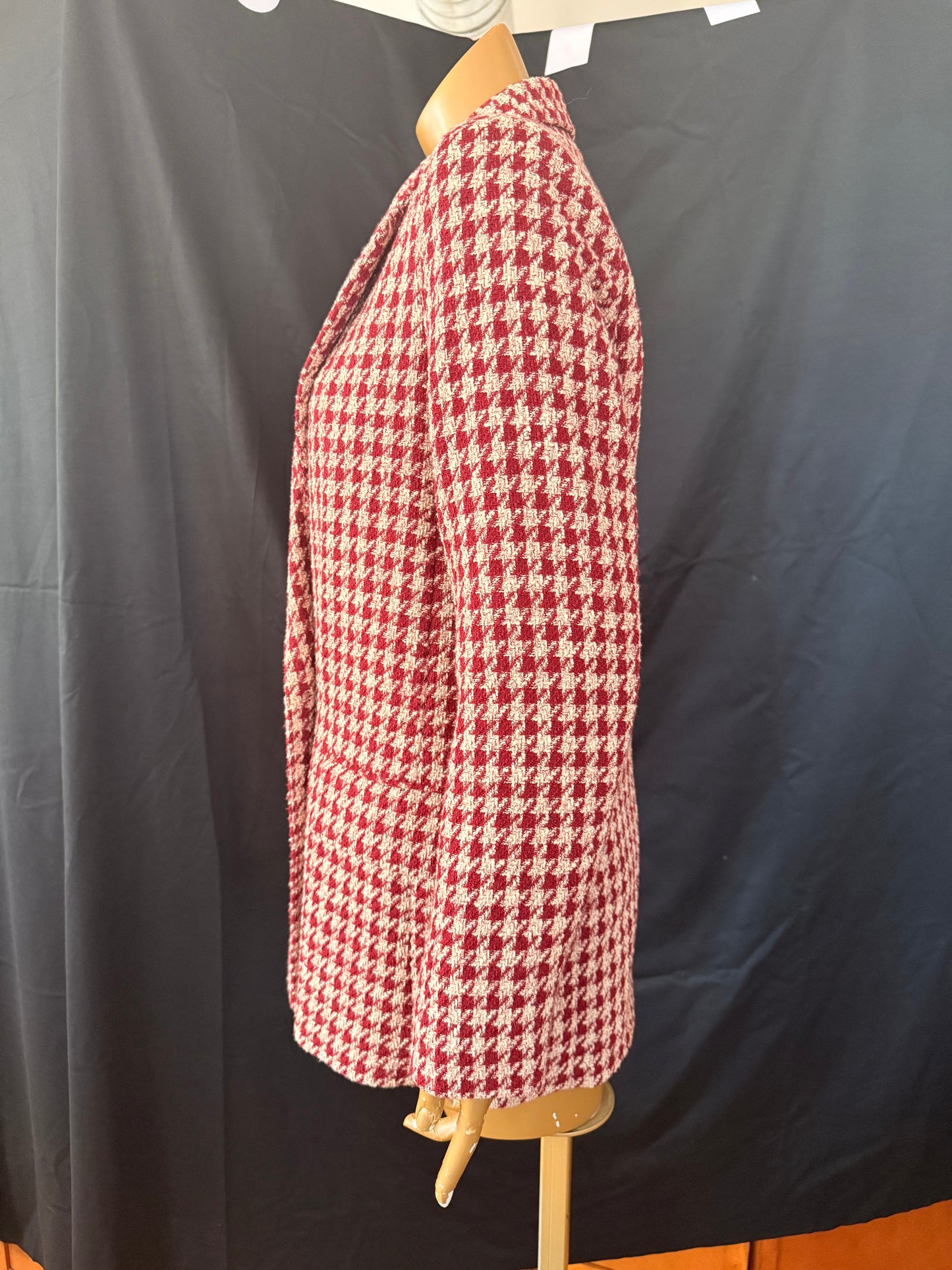 Red Herringbone Oversized Blazer