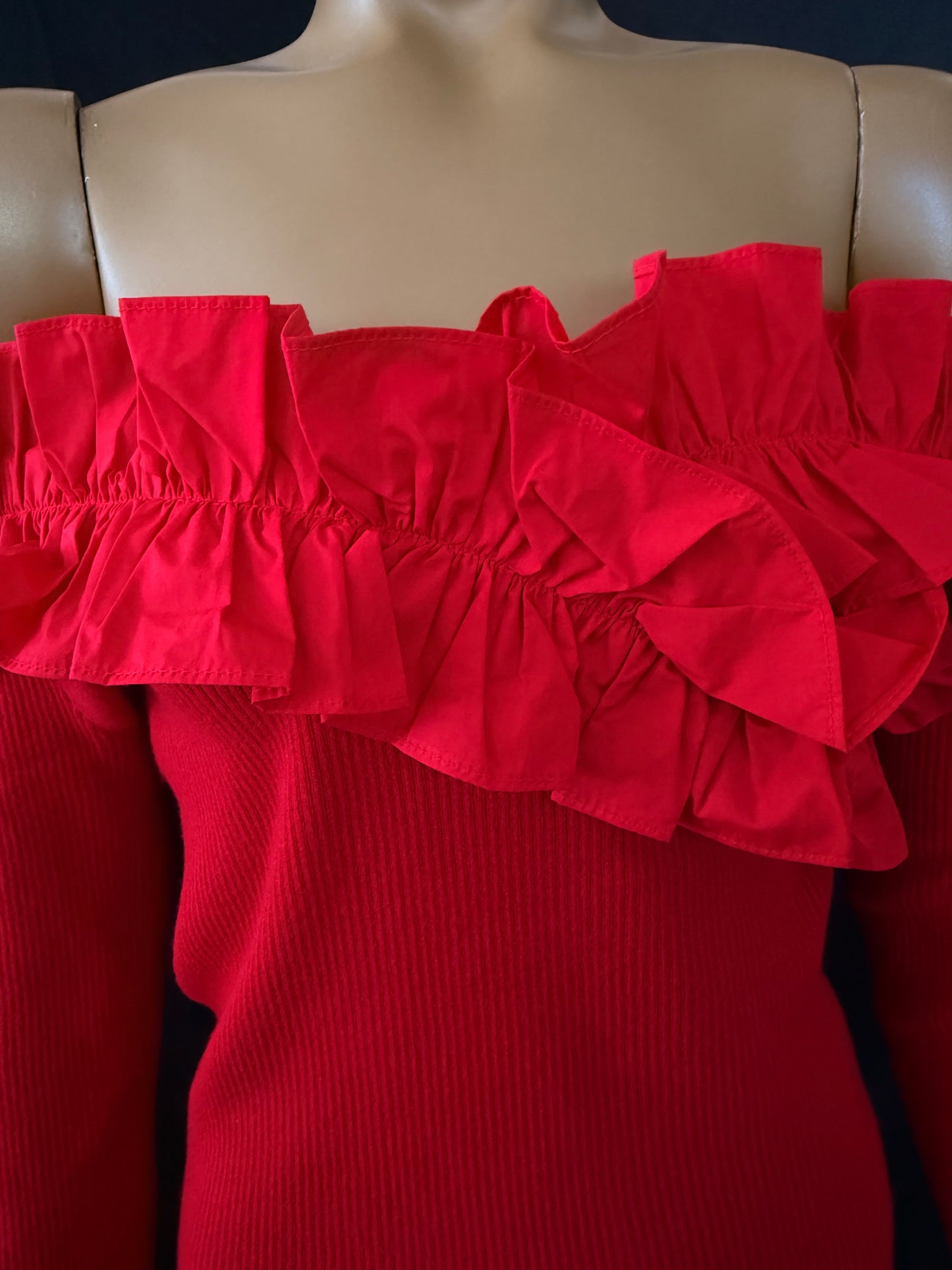 Ruffle Red Knit Top