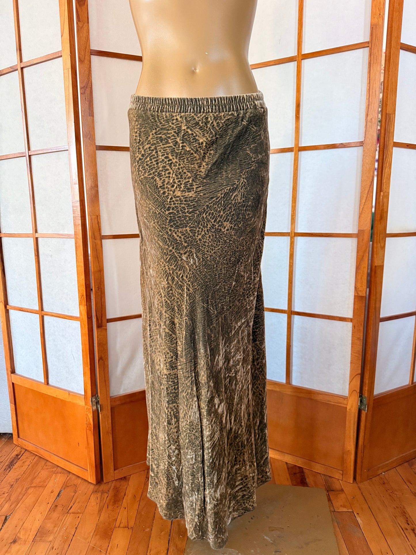 Green Velvet Maxi Skirt