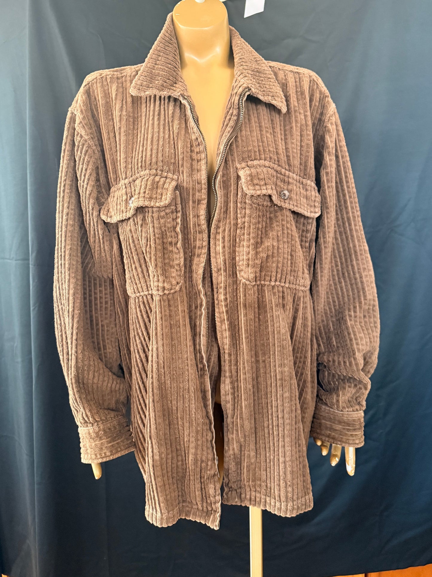 Brown Corduroy Zip Up Jacket