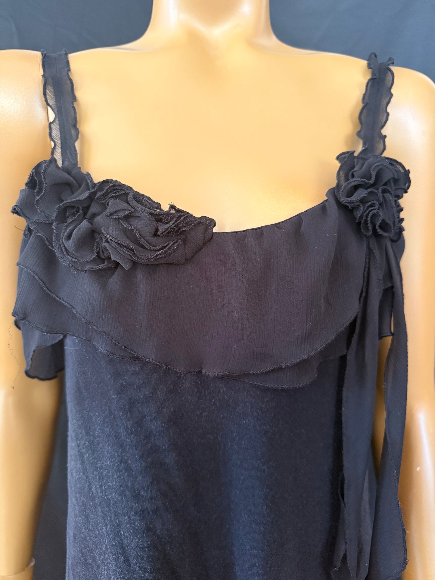 Black Ruffle Romantic Tank Top