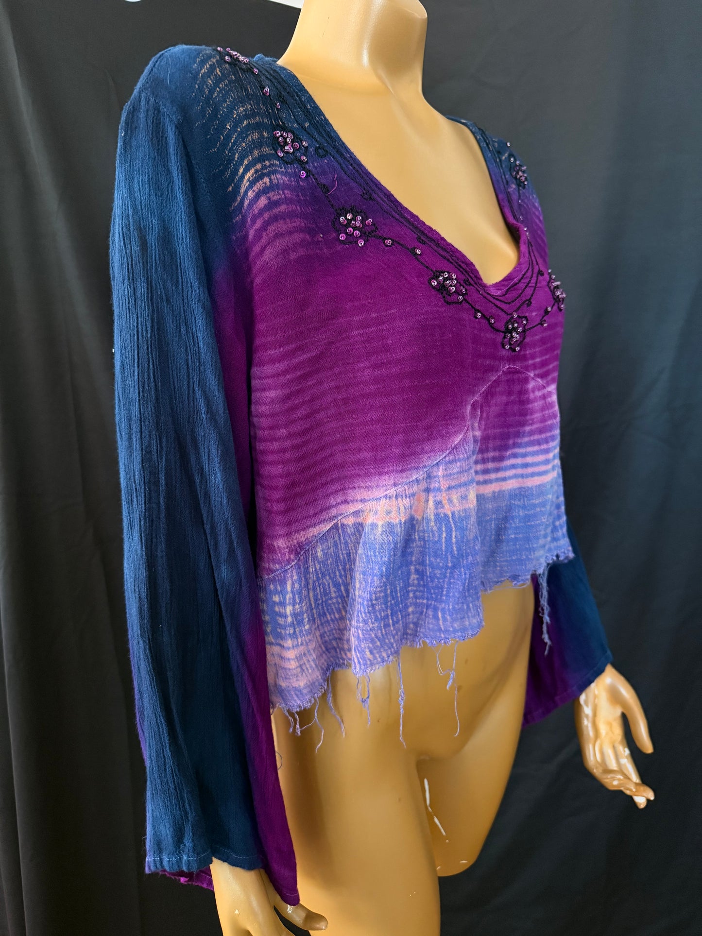 Boho Purple Ombré Beaded Top