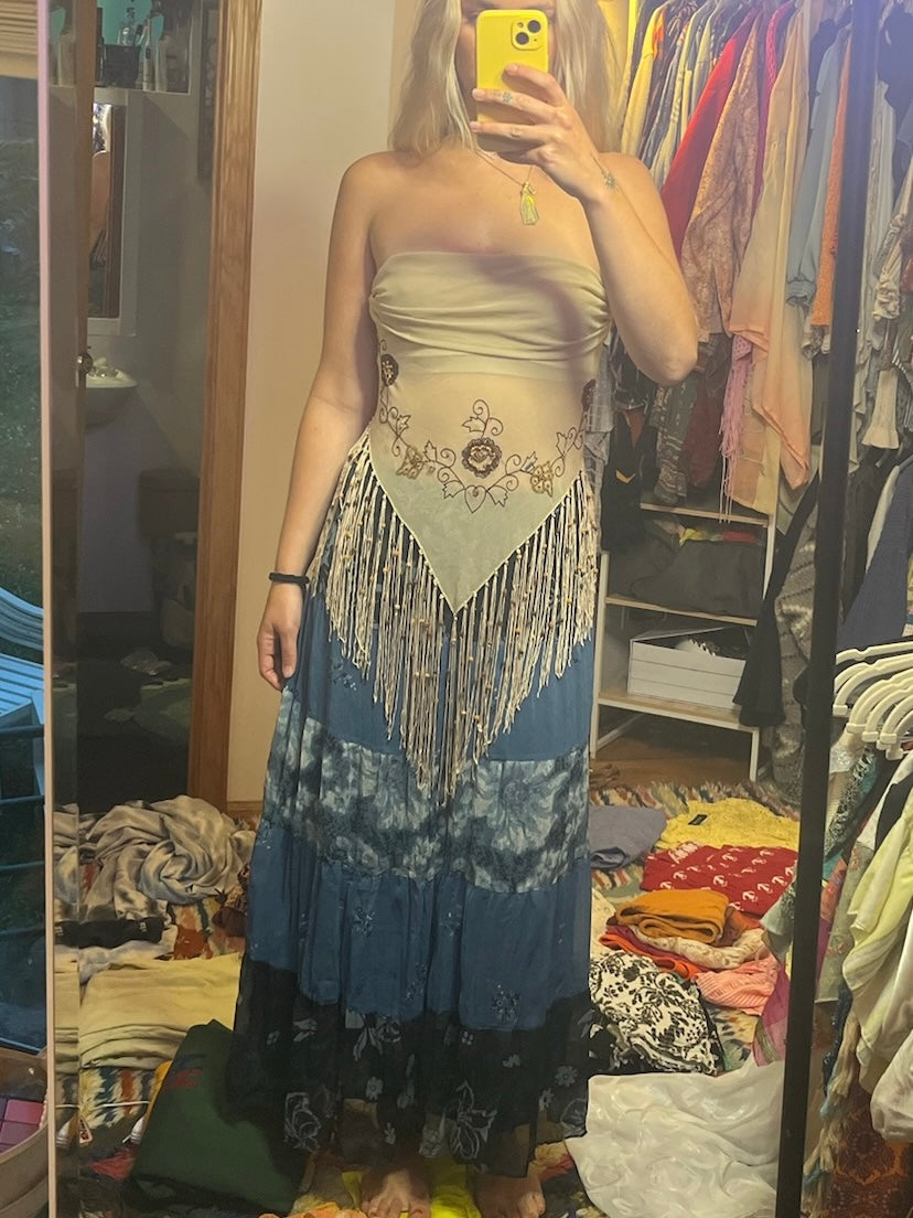 Blue Flowy Skirt