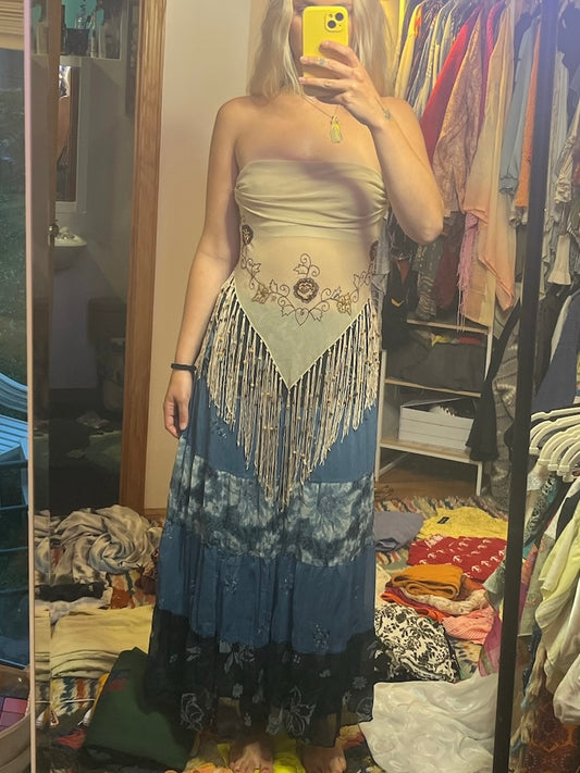 Blue Flowy Skirt
