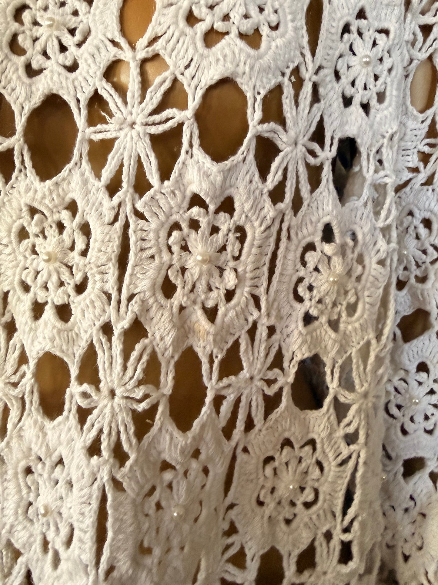 White Beaded Crochet Shirt/Dress