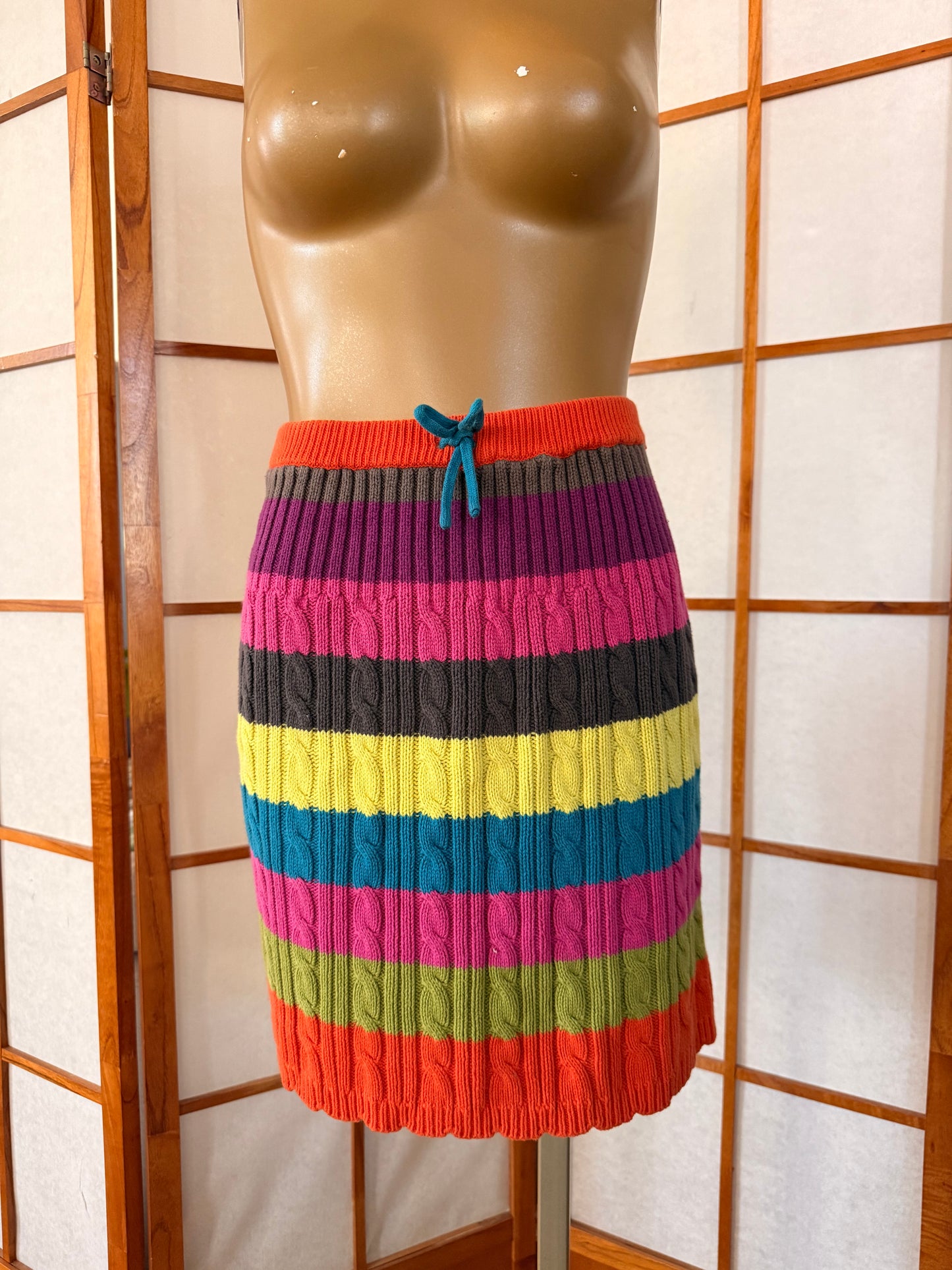 Colorful Striped Knit Skirt