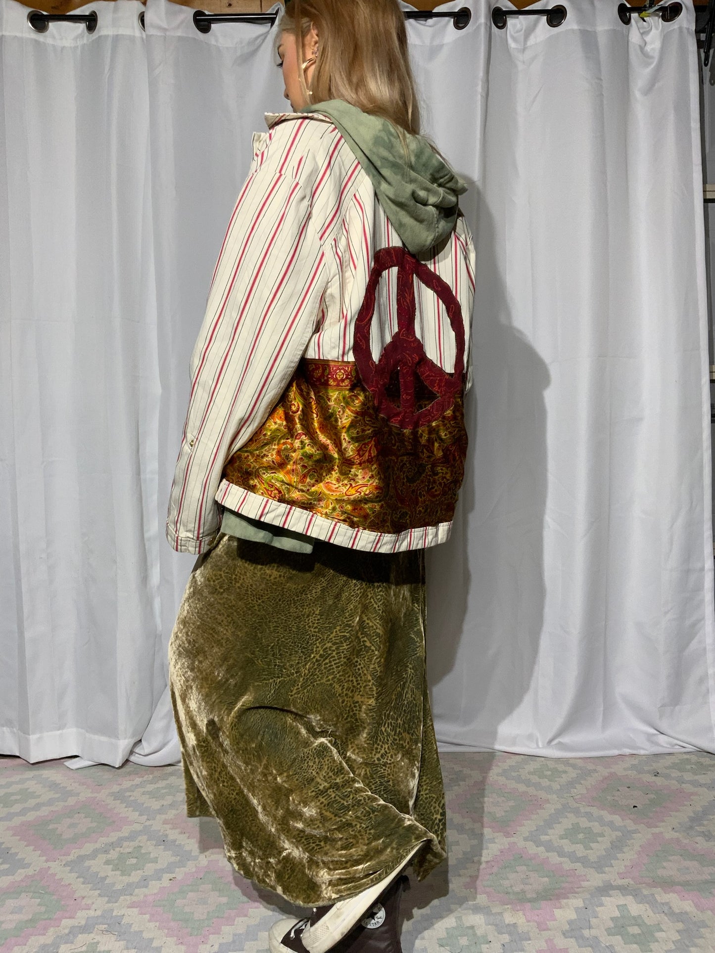 Green Velvet Maxi Skirt