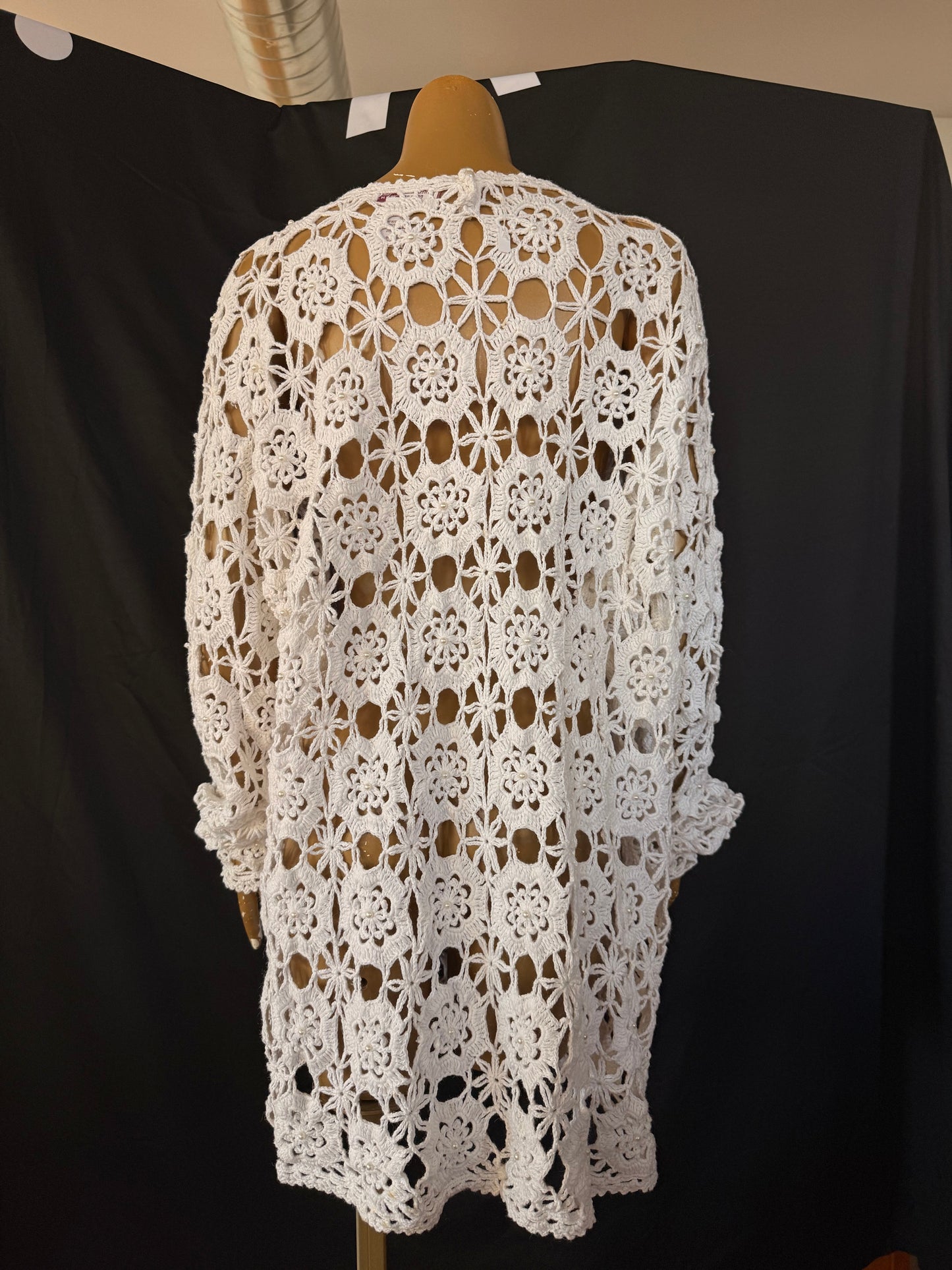 White Beaded Crochet Shirt/Dress