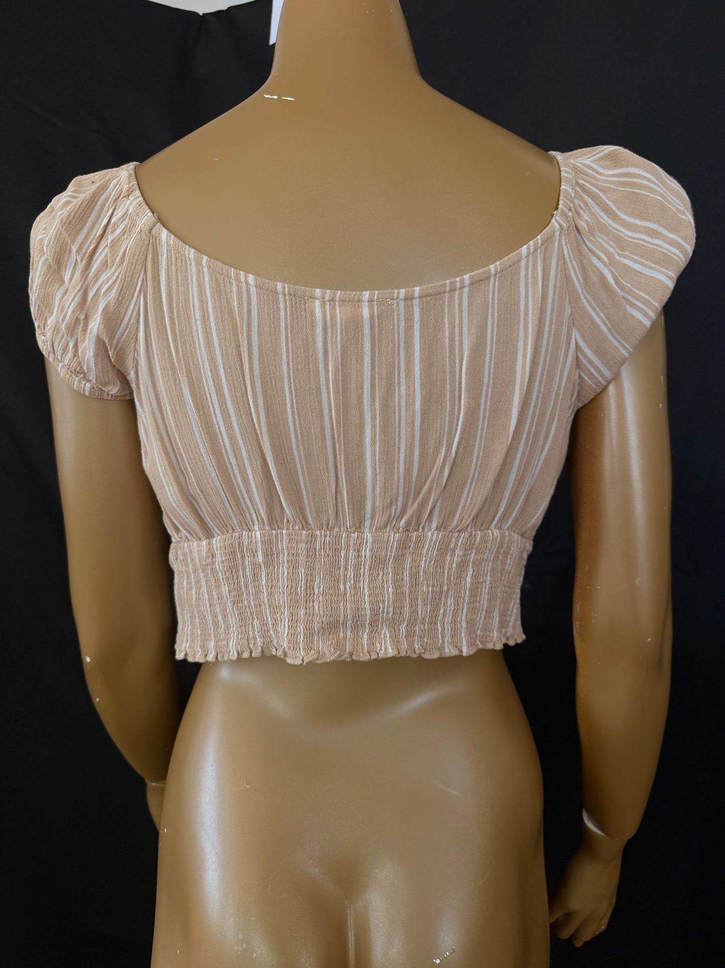 Tan Short Sleeve Crop Top