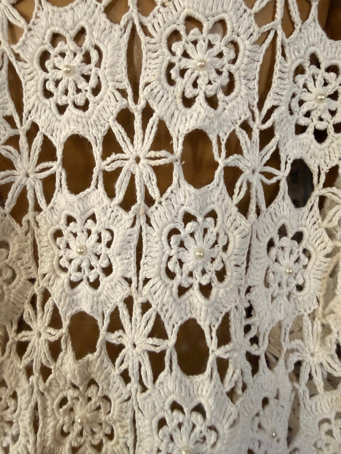 White Beaded Crochet Shirt/Dress