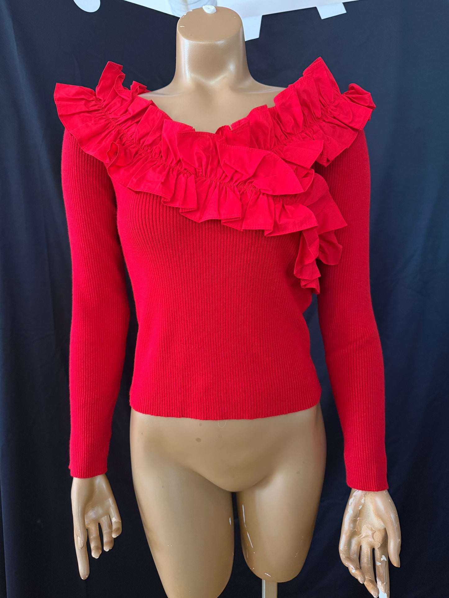 Ruffle Red Knit Top