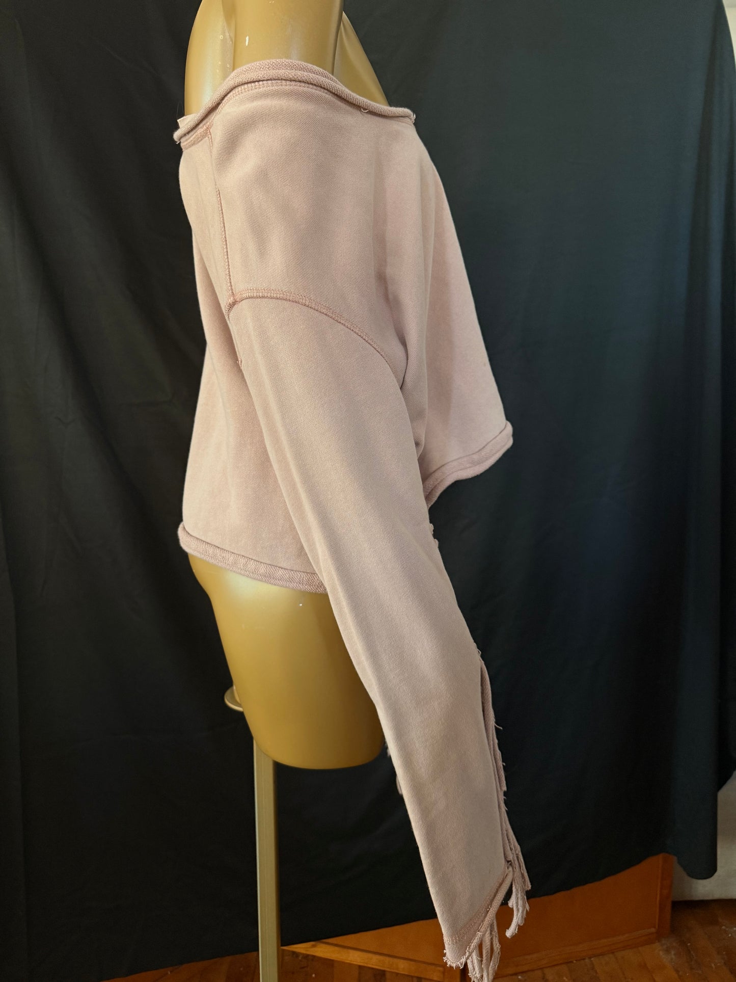 Free People Pink Fringe Long Sleeve