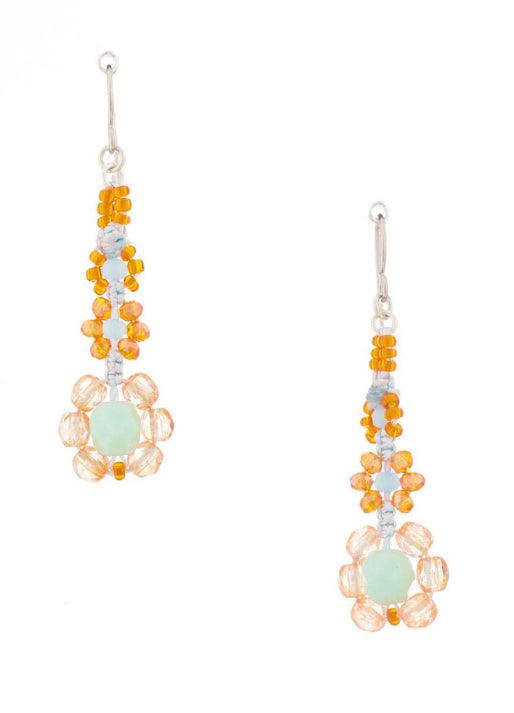 Flower Power Beaded Dangle Earrings - Hippie Hued