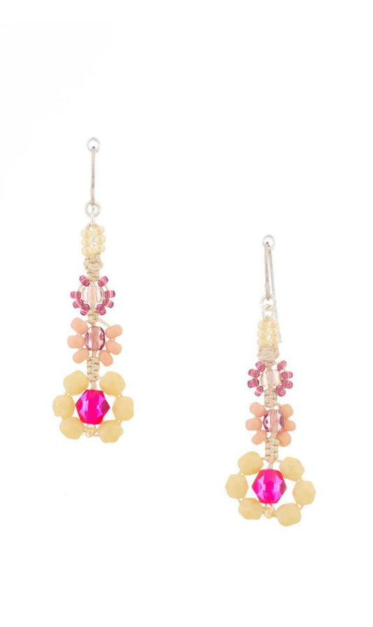Flower Power Beaded Dangle Earrings - Hippie Hued