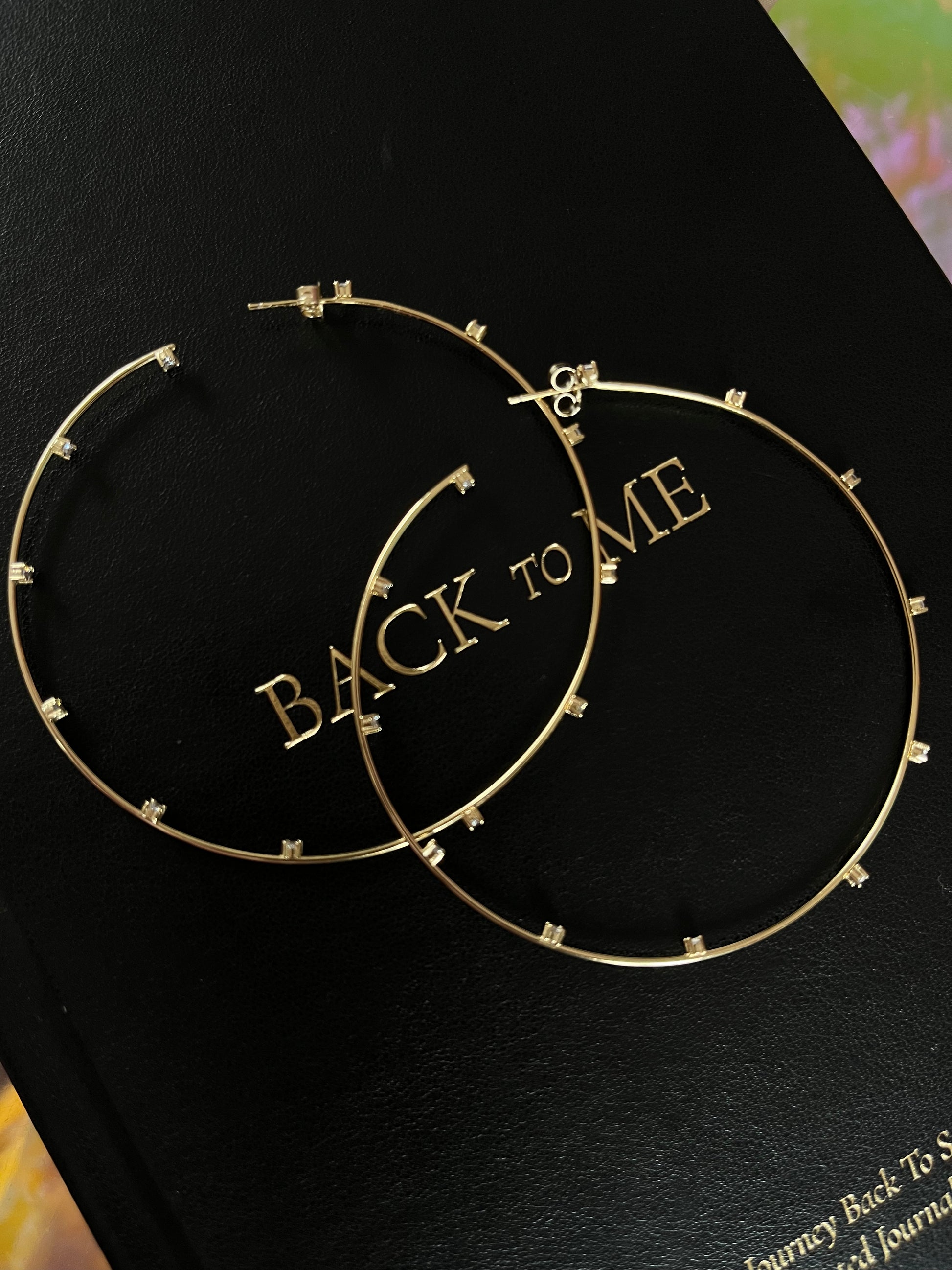 CZ Studded Thin Oversized Hoops - Hippie Hued