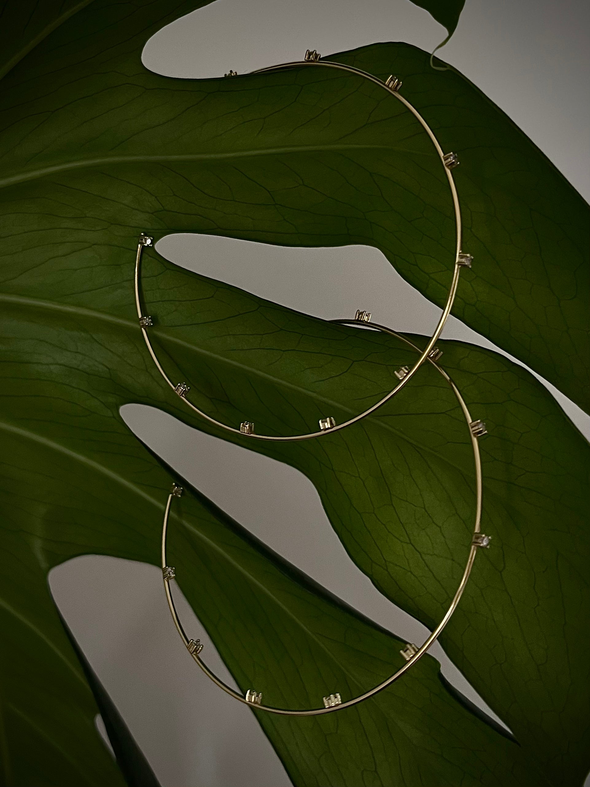 CZ Studded Thin Oversized Hoops - Hippie Hued