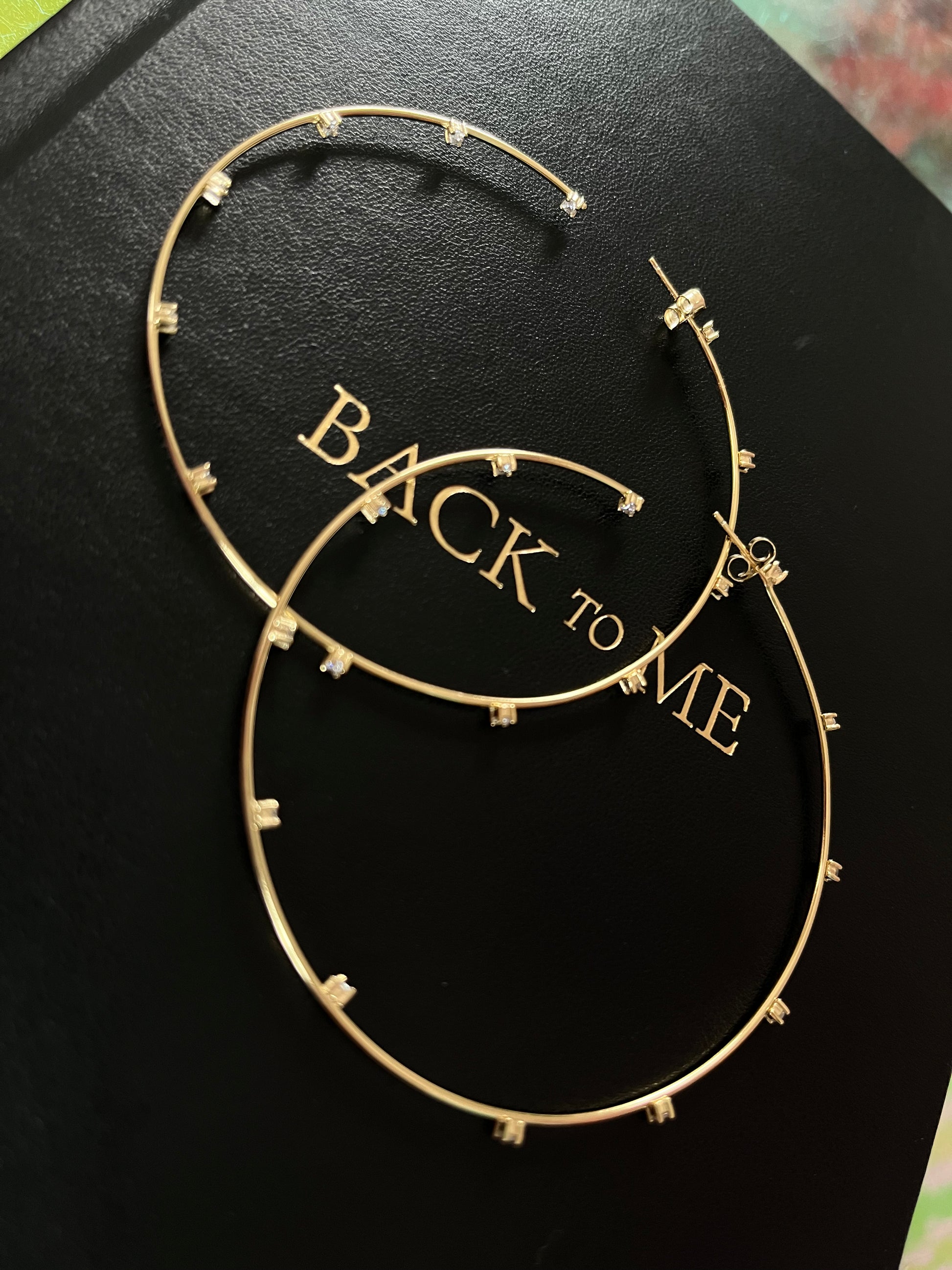 CZ Studded Thin Oversized Hoops - Hippie Hued