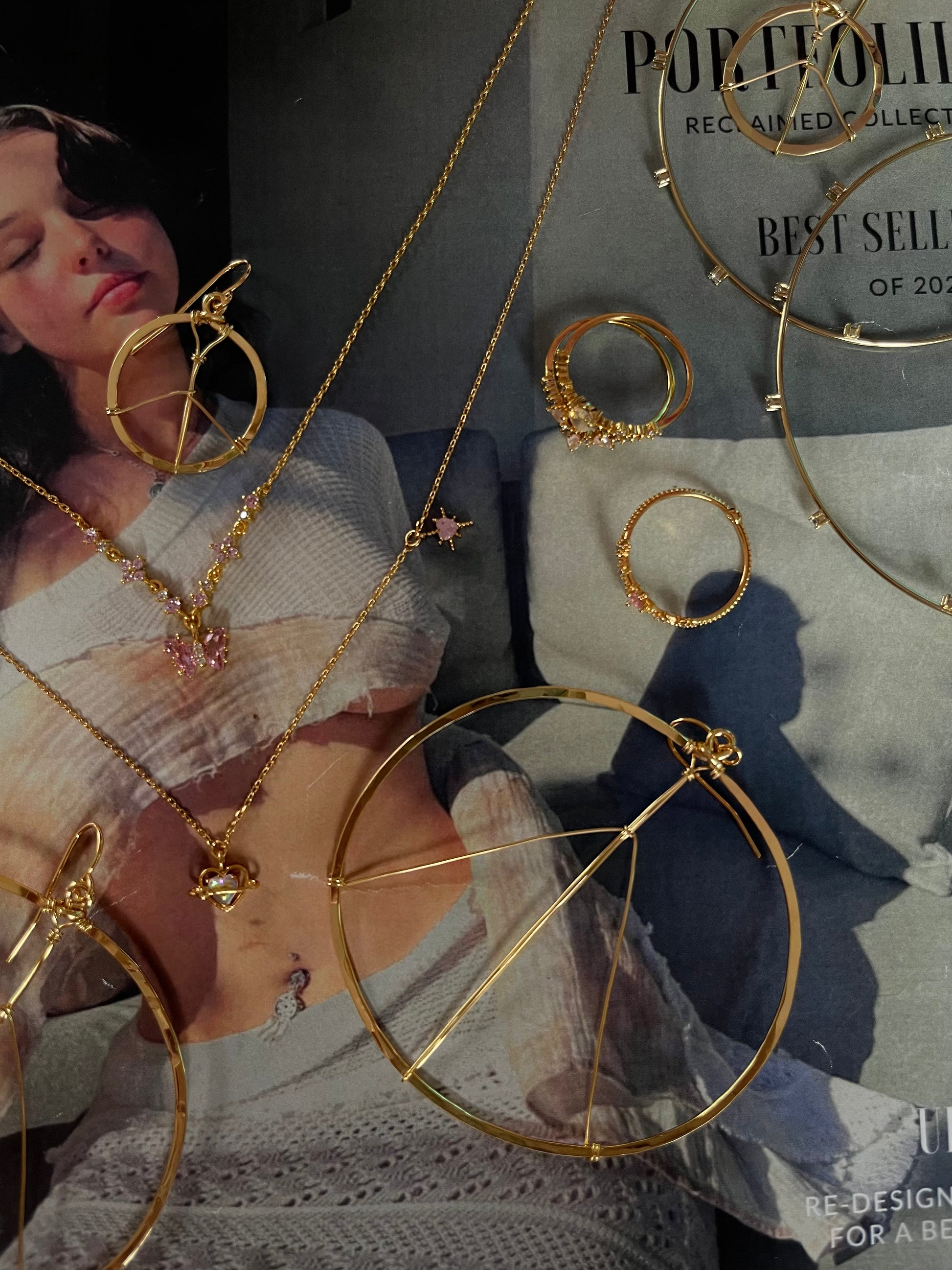 CZ Studded Thin Oversized Hoops - Hippie Hued