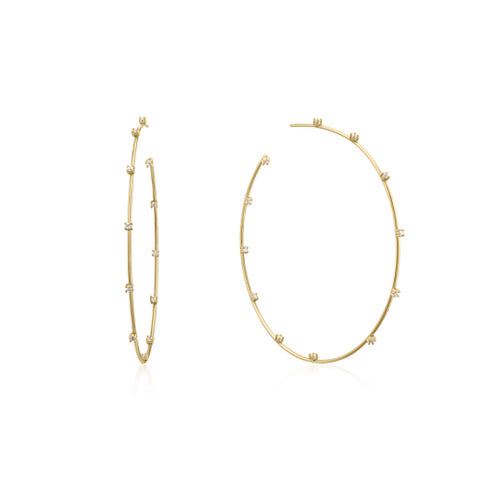 CZ Studded Thin Oversized Hoops